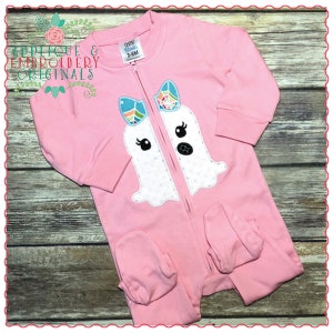 Applique and Embroidery Originals Digital Design 677 Split Ghost Girl Applique Design Halloween Zipped Sweatshirt Embroidery Machine instant
