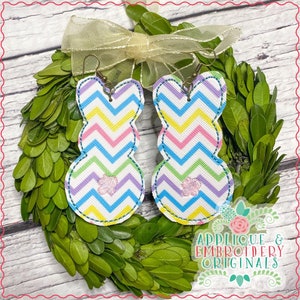 Applique e ricamo Originali Digital Design 2431 Bunny Tail Silhouette Orecchini pasquali In-The-Hoop Design download della macchina da ricamo