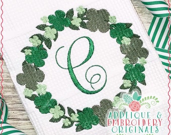 Applique & Embroidery Originals Digital Design 2417 Clover Shamrock Filled Frame Embroidery Design Embroidery Machine