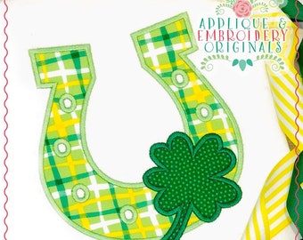 Applique & Embroidery Originals Digital Design 2421 Horseshoe Shamrock Clover St Patrick's Day All-In-One Applique Design Embroidery Machine