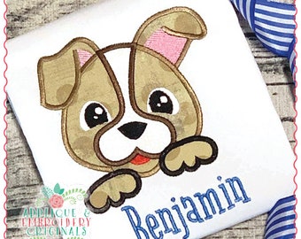 Applique and Embroidery Originals Digital Design - 1625 Puppy Peeker Boy Applique Design for Easter embroidery machine, instant download