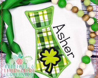 Applique & Embroidery Originals Digital Design 2946 Clover Neck Tie St Patrick's Day All-In-One Applique Design Embroidery Machine