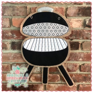 Applique and Embroidery Originals Digital Design - 1737 BBQ Grill Father&#39;s Day Hanger In-The-Hoop Applique Design, instant download