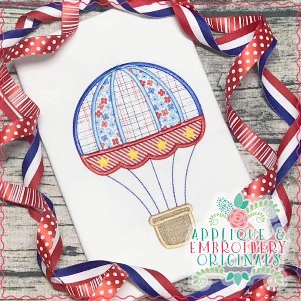 Applique & Embroidery Originals Digital Design 2656 Hot Air Balloon 4th of July Applique Design, instant download, patriotic, memorial