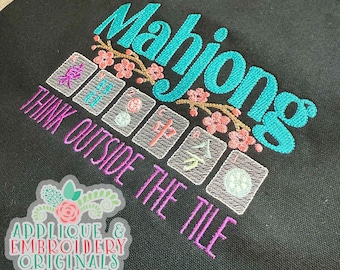 Mahjong Tänk utanför kakeldesignbroderimaskinen, omedelbar nedladdning, 4x4, 5x7, 6x10, 7x11