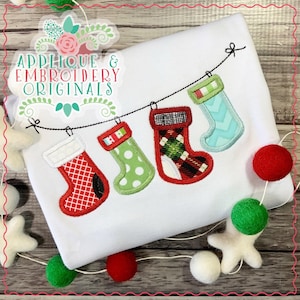 Applique & Embroidery Originals Digital Design 2256 Stocking Hanging String Applique Design for Embroidery Machine, instant download