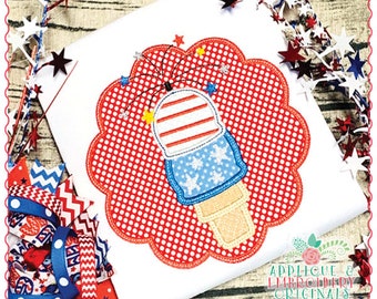 Applique & Embroidery Originals Digital Design AEO 1746 Fourth of July Ice Cream Cone Applique Design, instant download, patriotic, memorial