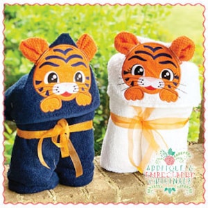 Applique & Embroidery Originals Digital Design 1678 Tiger Set Hooded Towel In-The-Hoop w/PDF tutorial Applique Design embroidery machine