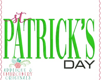 Applique & Embroidery Originals Digital Design 3734 St PATRICKS Day Word Art St Patty, St Patrick's day, instant download