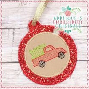 Applikation & Stickdatei Originale Digital Design 2204 Truck Tree Ornament Applikation Stickdatei Maschinenstickerei Sofort Download