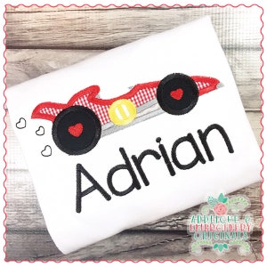 Applique & Embroidery Originals Digital Design 1411 Race Car Valentine&#39;s Day Applique Design Embroidery Machine, instant download