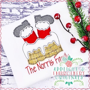 Applikation & Stickdatei Originale Digital Design 2860 Santa Legs Schornstein All-In-One Applikation Stickdatei Stickmaschine Sofort Download