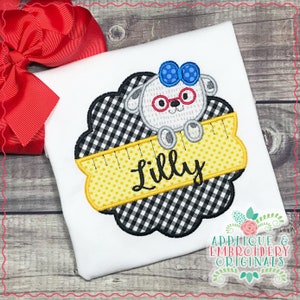 Applique & Embroidery Originals Digital Design 1900 Pup with Ruler Back 2 School Applique Design instant download, embroidery machine