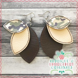 Applique & Embroidery Originals Digital Design 2210 Nancy Layered Leather Earrings In-The-Hoop Design embroidery machine instant download image 2