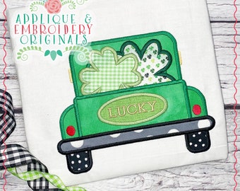 Applique & Embroidery Originals Digital Design 2422 Lucky Truck with Clover St Patrick's Day All-In-One Applique Design Embroidery Machine