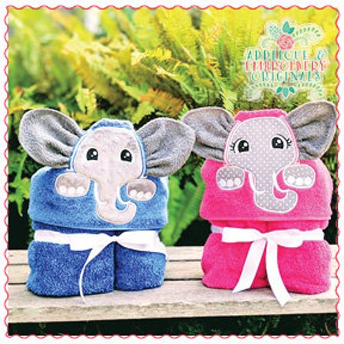 Applique & Embroidery Originals Digital Design 1675 Elephant Set Hooded Towel In-The-Hoop w/PDF tutorial Applique Design embroidery machine
