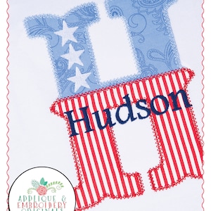 Applique and Embroidery Originals Digital Design--458 Old Glory Applique Font for 4th of July, Patriotic digital designs embroidery machine.
