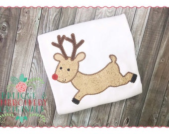 Applikation und Stickerei originale Digital Design--132 Rentier Leaping Applique Design für Weihnachten, sofort-download