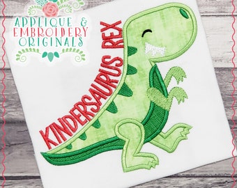 Applique & Embroidery Originals Digital Design 1872 Kindersaurus Rex dinosaur School Applique Design instant download, embroidery machine