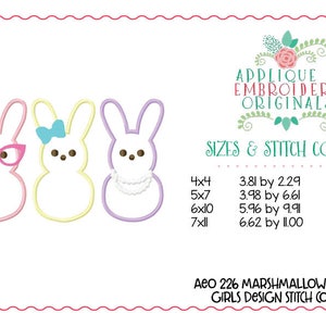 Applique and Embroidery Originals Digital Design 226 Marshmallow Bunny ...