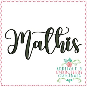 Applique and Embroidery Originals Digital Design- 3251 Mathis Script Monogram Embroidery Font for embroidery machine bx pes dst jef vp3