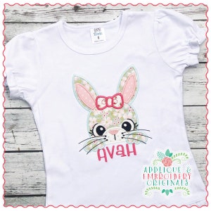 Applique and Embroidery Originals Digital Design - 1601 Bunny Peeker Girl Applique Design for Easter embroidery machine, instant download