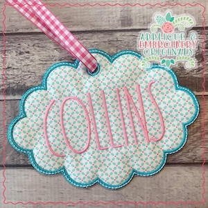 Applique and Embroidery Originals Digital Design 1975 Tag Oval Scallop In-The-Hoop Applique Design embroidery machine, instant download