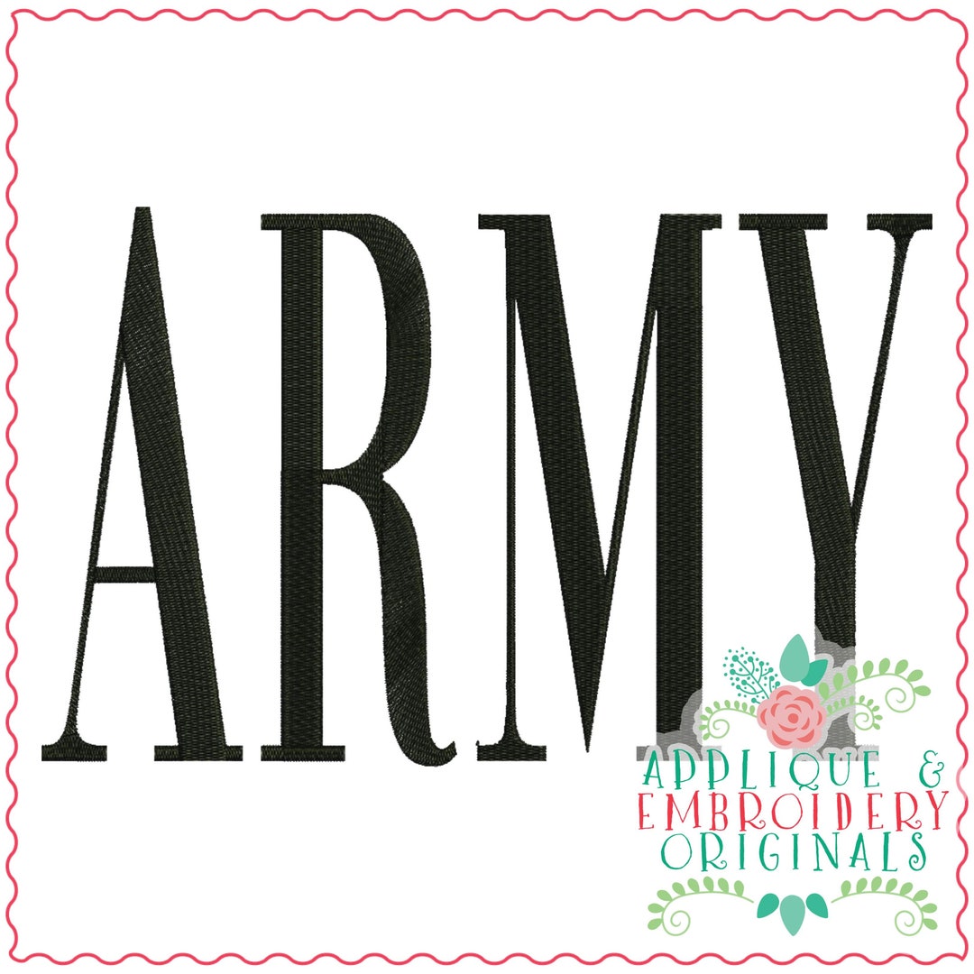 Applique & Embroidery Originals Digital Design 3621 ARMY Word Art ...