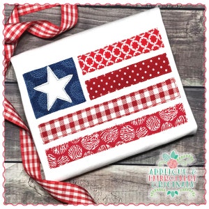 Applique & Embroidery Originals Digital Design 1752 Frayed Flag 4th of July Fourth Applique Design, instant download, patriotic, memorial