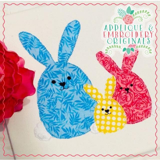 Applique & Embroidery Originals Digital Design 2440 Bunny Trio - Etsy