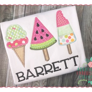 Applikation und Stickerei originale Digital Design - 228 Eis Kegel Trio Wassermelone behandeln Applique Design für den Sommer, sofort-download