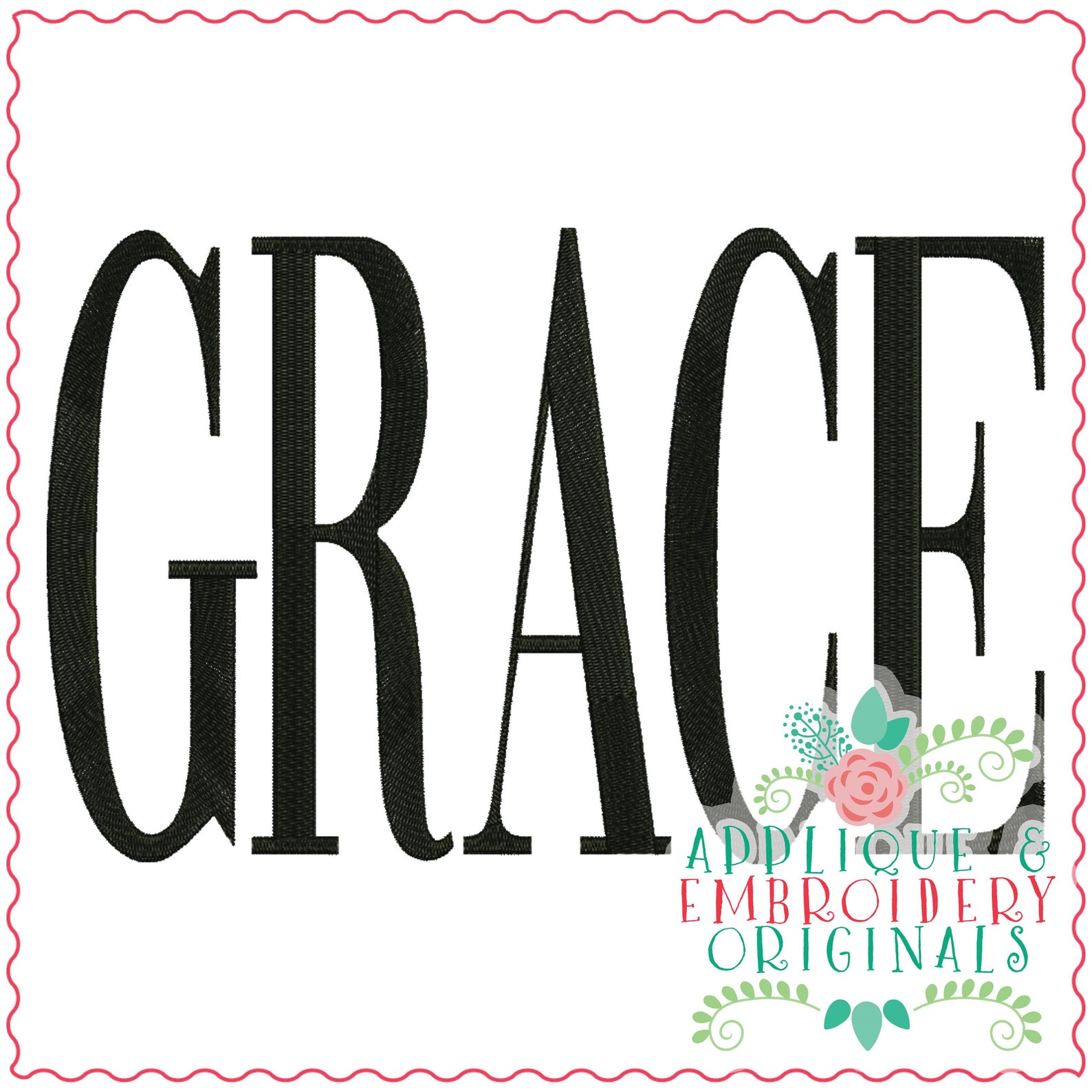 Extended Grace Lettering Applique & Embroidery Originals Digital Design 3463 GRACE Word Art ...