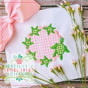 Applique & Embroidery Originals Digital Design 1838 Sea Turtle Frame Monogram Ocean Applique Design instant download, embroidery machine