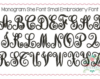 Applique and Embroidery Originals Digital Design - 283 Monogram She Interlocking Vine Embroidery Font Design for embroidery machine