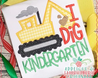 Applique & Embroidery Originals Digital Design 1861 I Dig Kindergarten Backho School Applique Design instant download, embroidery machine