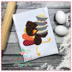 Applique and Embroidery Originals Digital Design - 739 Turkey Pies Applique Design Thanksgiving for embroidery machine, instant download