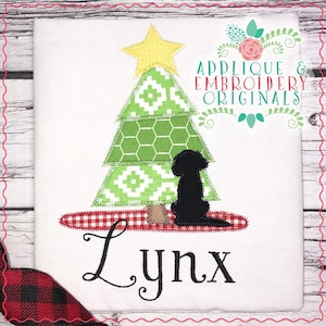 Applikation & Stickerei Originale Digital Design 2186 Baum mit Welpen Hund All-In-One Applikation Design Stickerei Maschine sofortiger Download