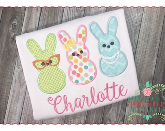 Marshmallow Bunny Rabbit Girl Applique Design for Easter, instant download, multiple sizes and formats