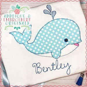 Applique & Embroidery Originals Digital Design 2671 Whale Boy Applique Design Embroidery Machine, download istantaneo