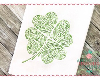 Applique and Embroidery Originals Digital Design - 207 Scroll Shamrock Swirl St Patrick's Day Applique Design, instant download