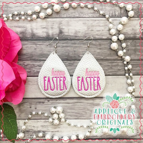 Applique & Embroidery Originals Digital Design 2434 Happy Easter Earrings In-The-Hoop Design embroidery machine download