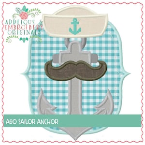 Applique en borduurwerk originelen digitale design 1810 Sailor Anchor applique design nautische Oceaan Zee meer Sumemer Instant Download