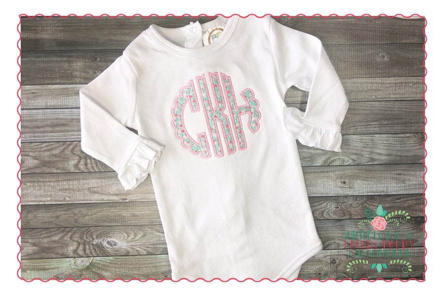 Applique and Embroidery Originals Digital Design - 383 Scallop Circular Monogram Alpha Font Design for embroidery machine