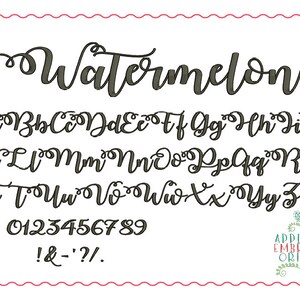 Applique and Embroidery Originals Digital Design-385 Watermelon Script ...