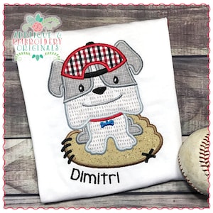 Applique y bordado originales diseño digital 1432 béisbol Softball Bulldog Applique diseño para la máquina de bordado, descarga instantánea