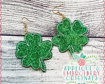 Applique and Embroidery Originals Digital Design 2409 Clover Earrings In-The-Hoop Design embroidery machine, instant download