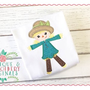 Applique and Embroidery Originals Digital Design -035 Scarecrow Girl Applique Design for Thanksgiving and Fall