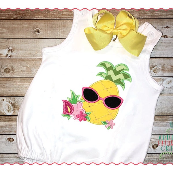 Applique and Embroidery Originals Digital Design - 392 Pineapple Sunglasses Shades Applique Embroidery Design for Summer, instant download.