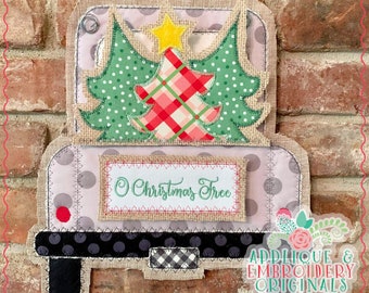 Applique & Embroidery Originals Digital Design 2818 Christmas Tree Trio Interchangeable Tab In-The-Hoop Door Design, instant download