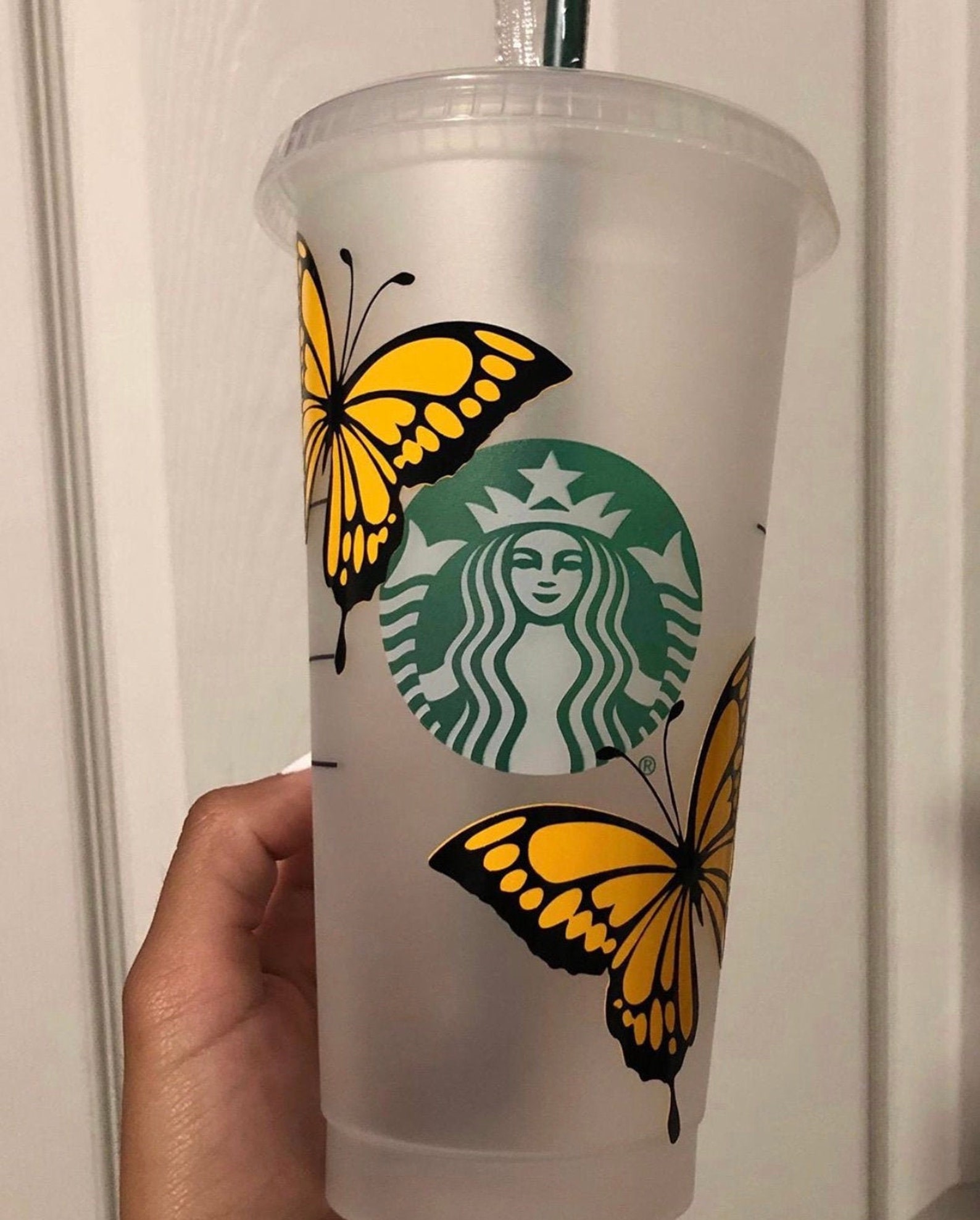 Personalized Butterfly Starbucks Cold Cup/ Personalized Gift/ Customcup